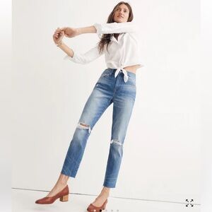 Madewell The High-Rise Slim Crop Boyjean: Knee-Rip Edition